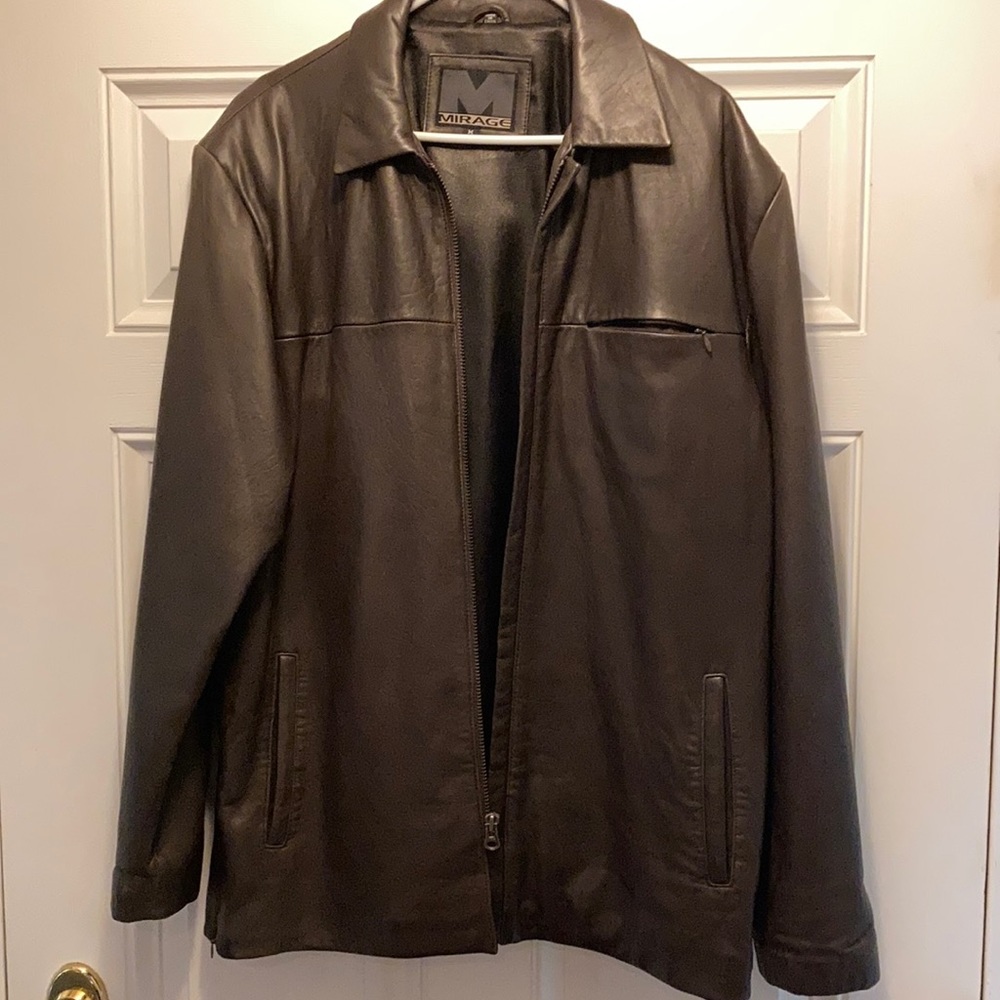 Men’s leather zip up jacket M